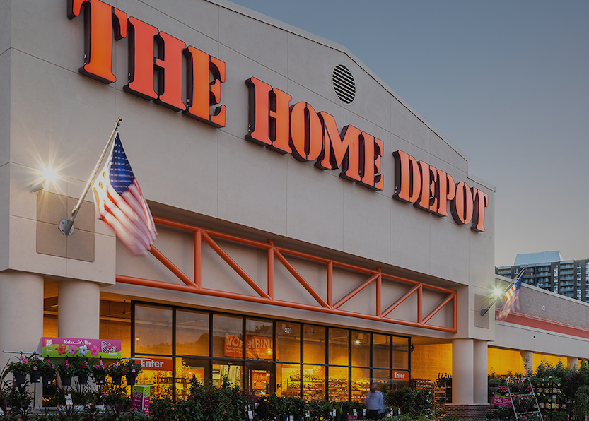 Long exposure photo of The Home Depot store front at West End Village.