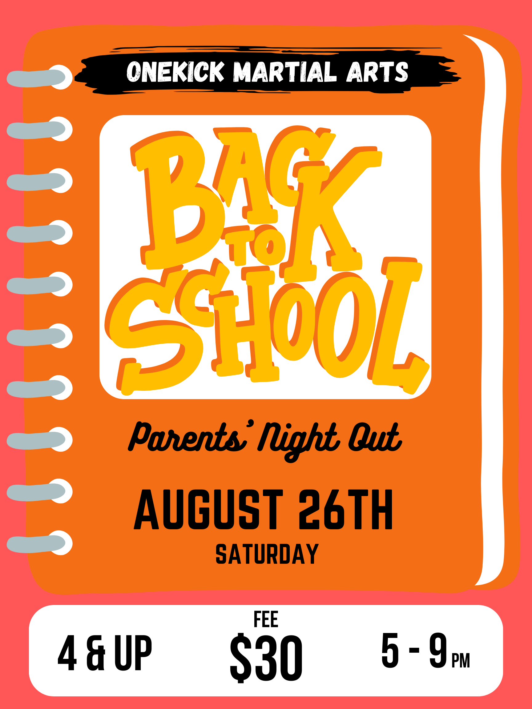 One Kick Martial Arts Back to School Parents Night Out! icon