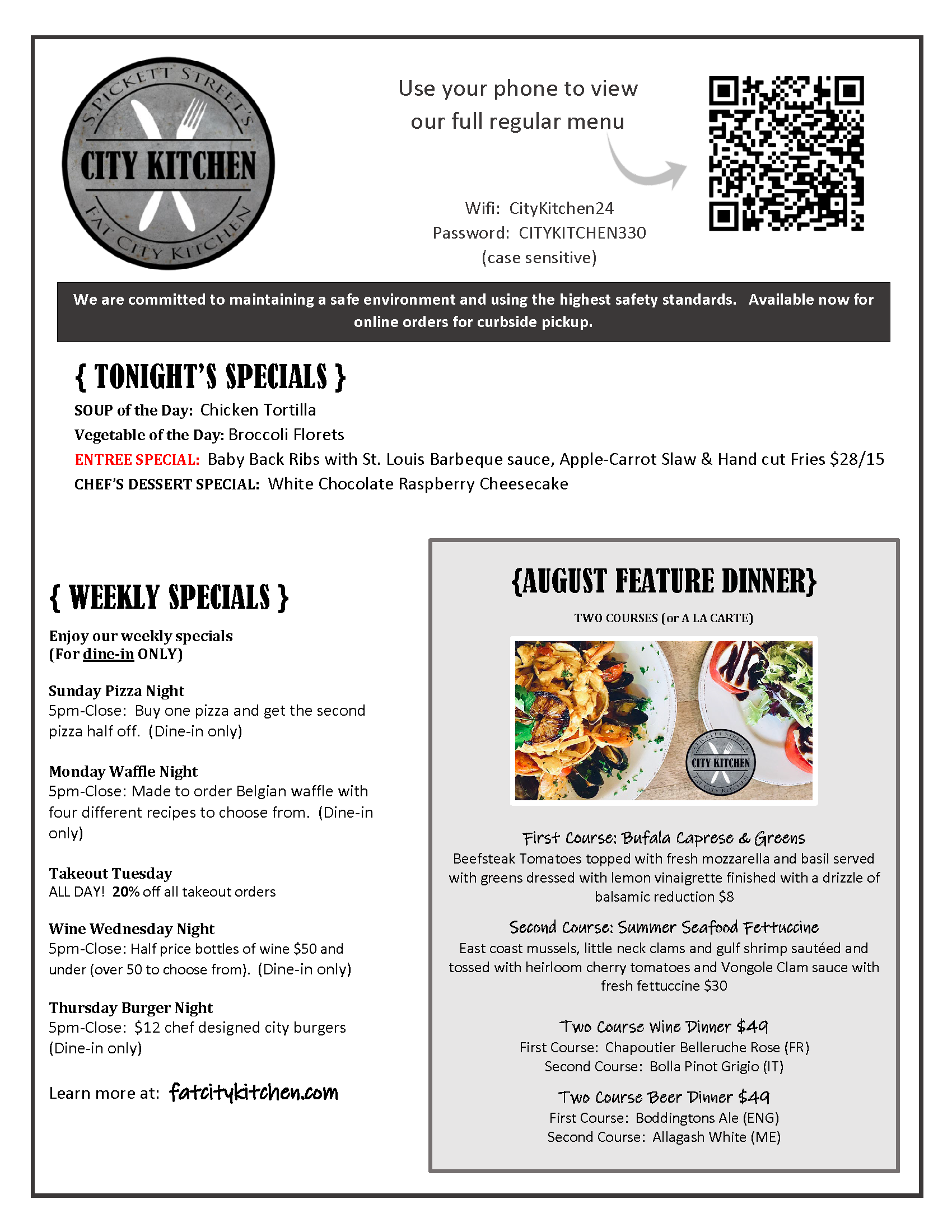 Fat City Kitchen’s August specials! icon