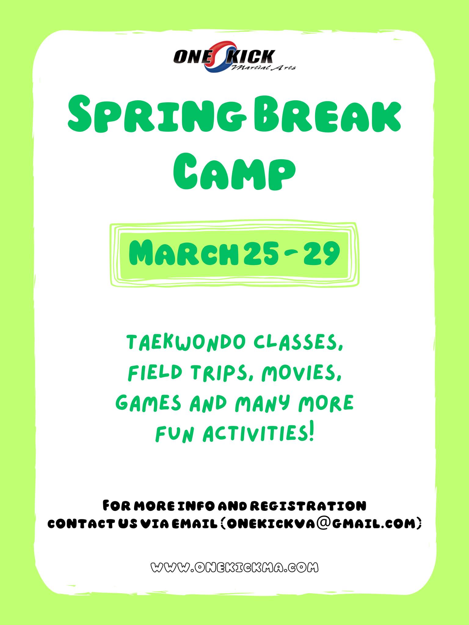 Register for Spring Break Camp at Onekick Martial Arts! icon